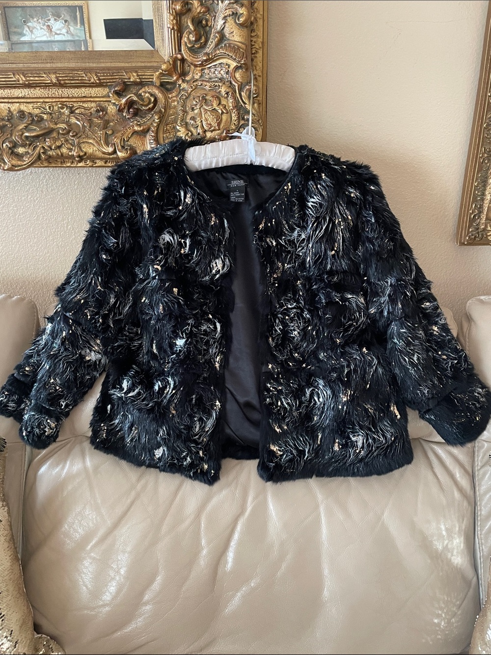 Shine New York Rabbit Fur Cropped Hand Painted Jacket
